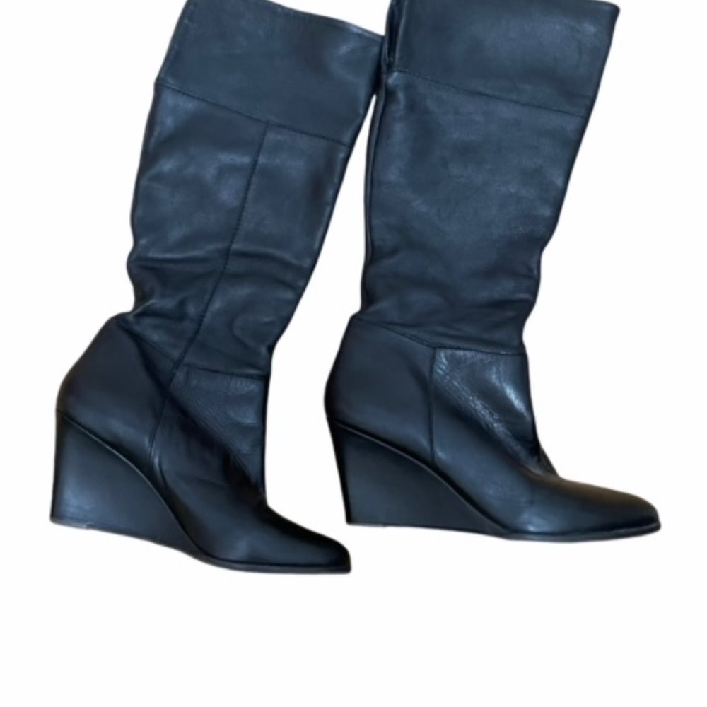 Black Steve Madden Wedge Long Boots 10